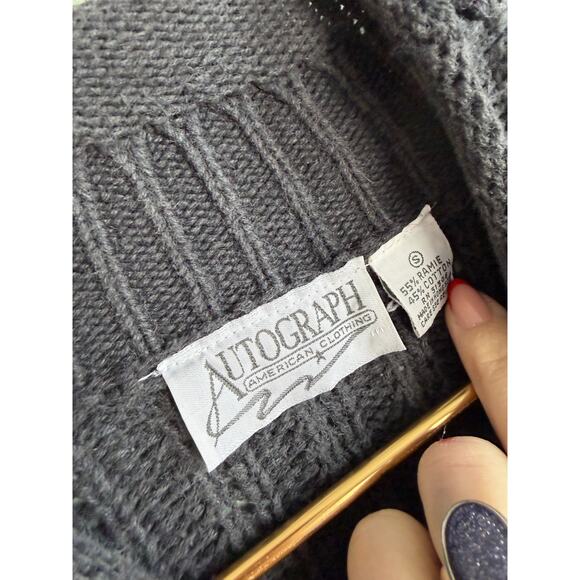 Vintage Autograph Clothing Chunky Knit Mock Neck Sweater Gray Cable Knit Small - Picture 6 of 7
